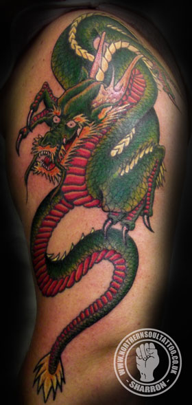 Sharron has completed another session on the dragon and tiger sleeve